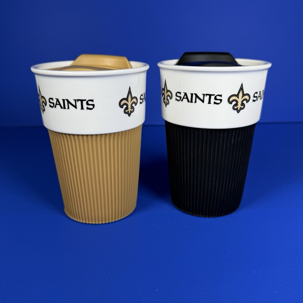 New Orleans Saints 12oz Ceramic Coffee Tumbler‎ Cups Set Of 2 NFL - Picture 3 of 5